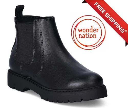 Wonder Nation Little & Big Girls size 13 Chelsea Boot color BLACK NEW - Picture 1 of 12