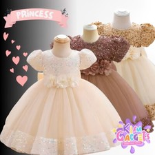 NEW PRINCESS BABY GIRL SEQUIN Party Dress Baptism Wedding Birthday Gown Dresses