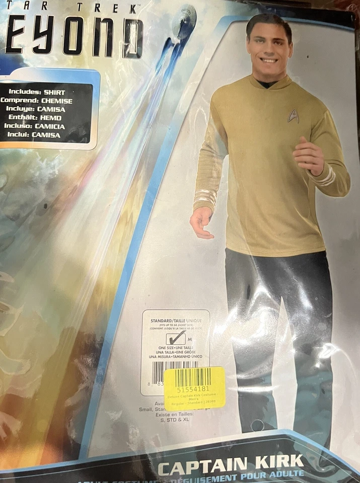 Мужская Star Trek: Beyond капитан Кирк Deluxe костюм рубашка верхний только стандартный размер - Изображение 3 из 4