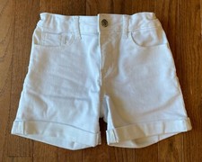 Gap Kids Girls' White Denim Cuffed Midi Stretch Shorts, Size 12 SLIM
