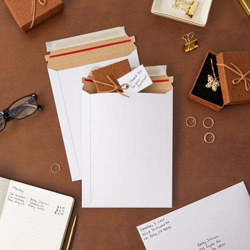 9.75"x12.25"&7''x9'' White Rigid Photo Mailers Envelopes Flat Document Self-Seal - Picture 12 of 14