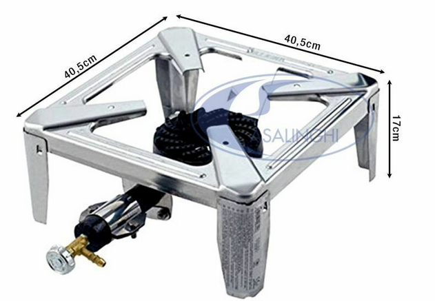 FORNELLONE A GAS DRAGO INOX CM.40X40 BRUCIATORE CATERING/TUBO GAS OMAGGIO