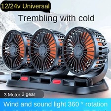 360� Adjustable 3 Head Car Fan USB 12V 24V Silent Cooling Fan for Car Home Offic
