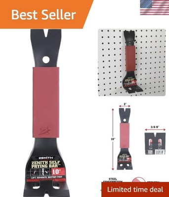 Zenith 10'' Self-Prying Pry Bar - Lightweight Demolition Tool with Nail Pullers