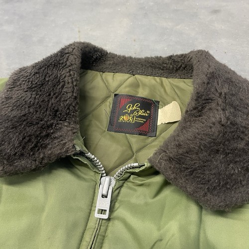 Chaqueta de bombardero vintage John Blair cuello de piel sintética forro acolchado bolsillos verde L? - Imagen 10 de 20