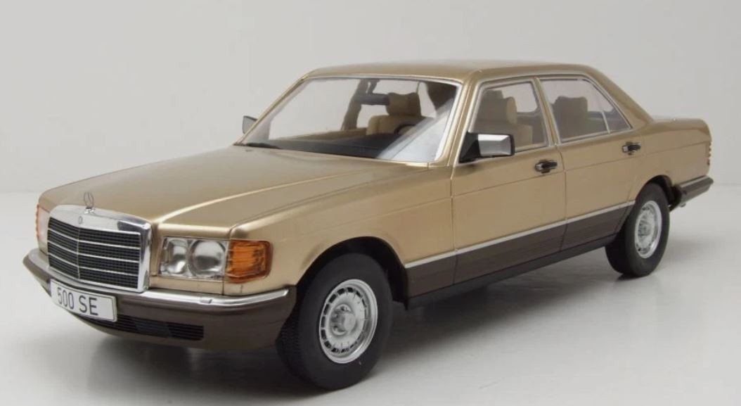 Mercedes Classe S W126 1/18 beige metallique une finition premium pour vitrine