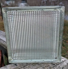 Vintage Reclaimed Glass Blocks 7.5 x 7.5 x 3.125 Salvage Light Brick Lines