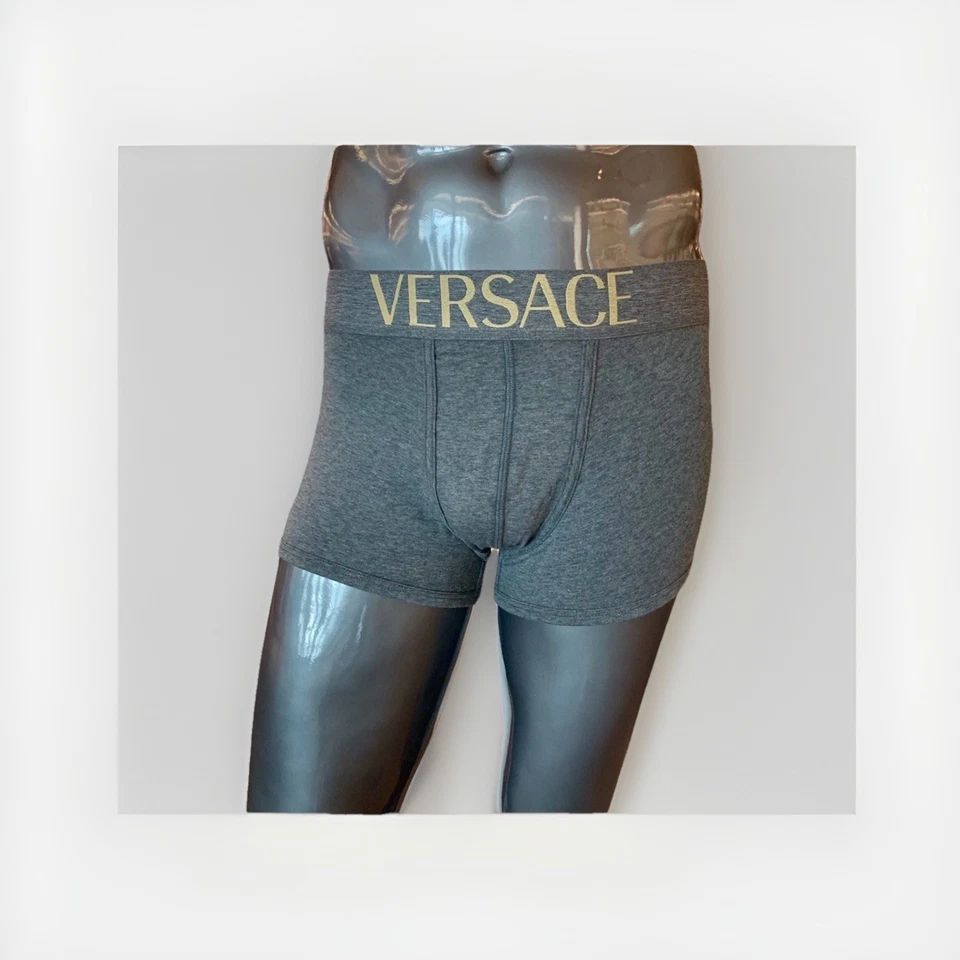 Versace Men's Underwear Gray/Gold/ Black -3 Pcs Set Versace Trunk (Size = M ) US - Image 2 of 4