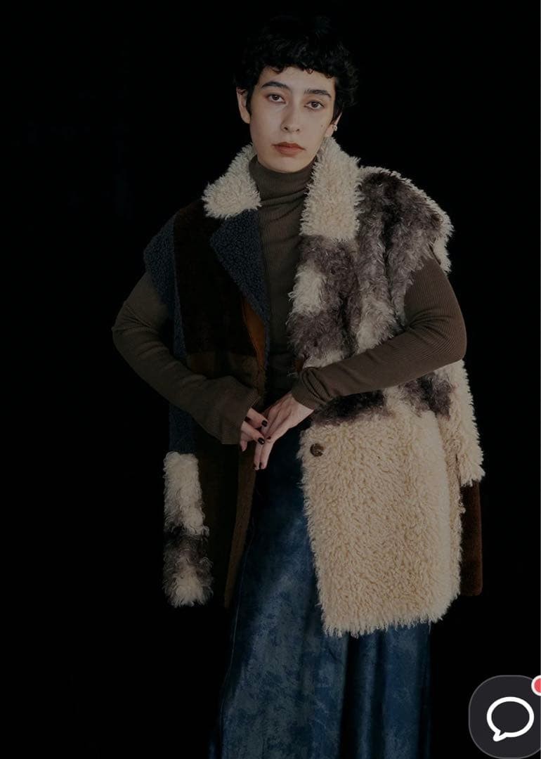 AMERI Mouton Coat Brown Beige Gray - image 3