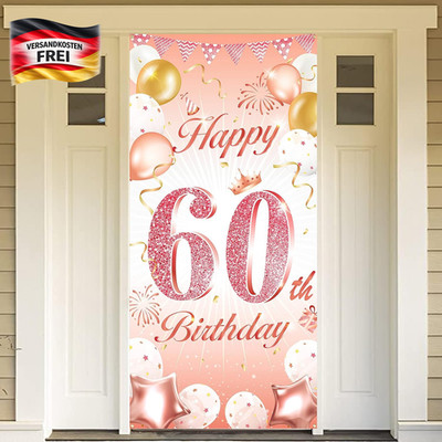 Geburtstagsdeko Frau 60 Roségold Banner Wand Tisch Garten 185x90cm