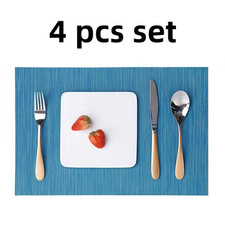 Image of Table Mats Set of 6 Woven Vinyl Place Mats Table Placemats Washable Non-slip