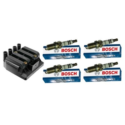 Eldor 1 Ignition Coil 4 Bosch Double Platinum Spark Plugs Kit for VW Jetta 2.0L