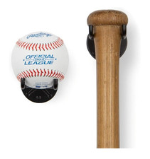 Baseball Bat Ball Holder Wall Mount Display Stand Black Metal Man Cave 2-Pack NE