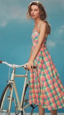NWT 10 HUNTER BELL COREY STRAPLESS RUFFLE-TRIM MIDI DRESS Plaid  Anthropologie | eBay