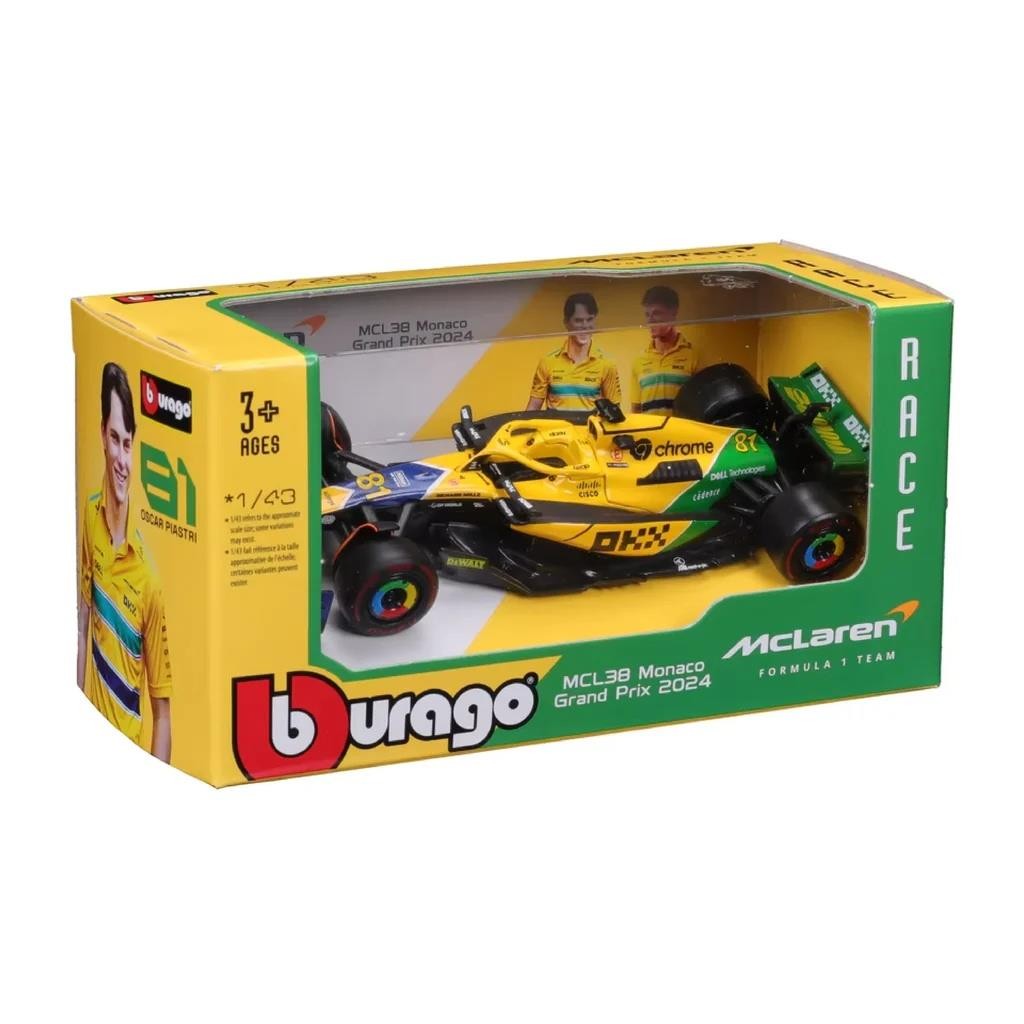 O Piastri #81 McLaren MCL38 Monaco GP 2024 Senna Livery 1:43 Bburago 38214PS