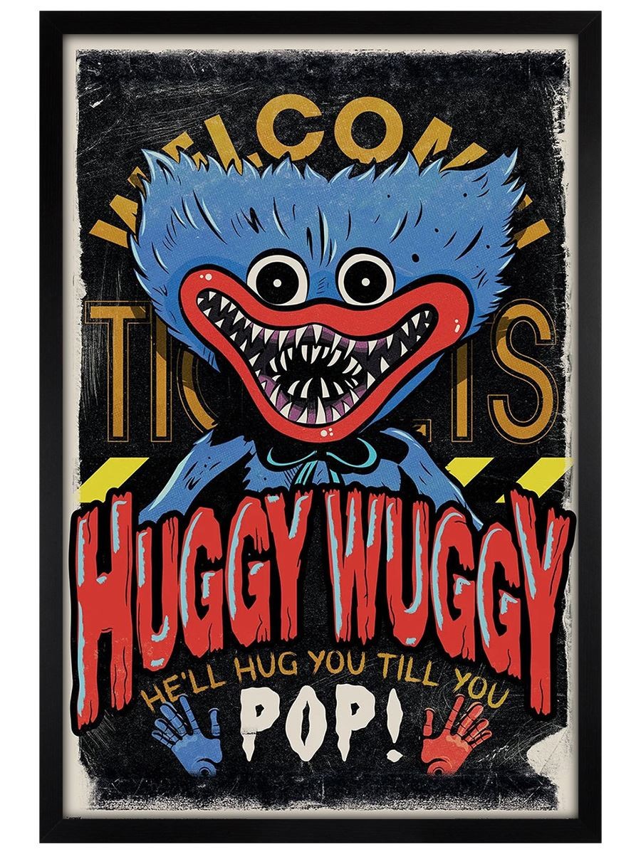 Poppy Playtime (Huggy Wuggy) Maxi Poster - Black Wooden Framed