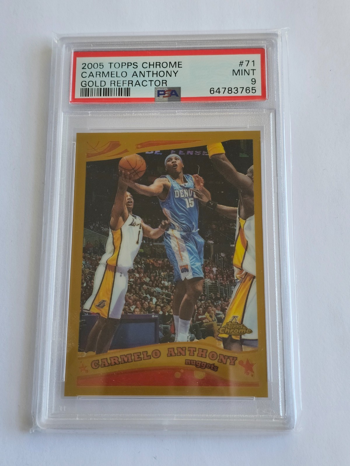 Carmelo Anthony 2005 Topps Chrome #71 Gold Refractor /99 Denver Nuggets PSA 9