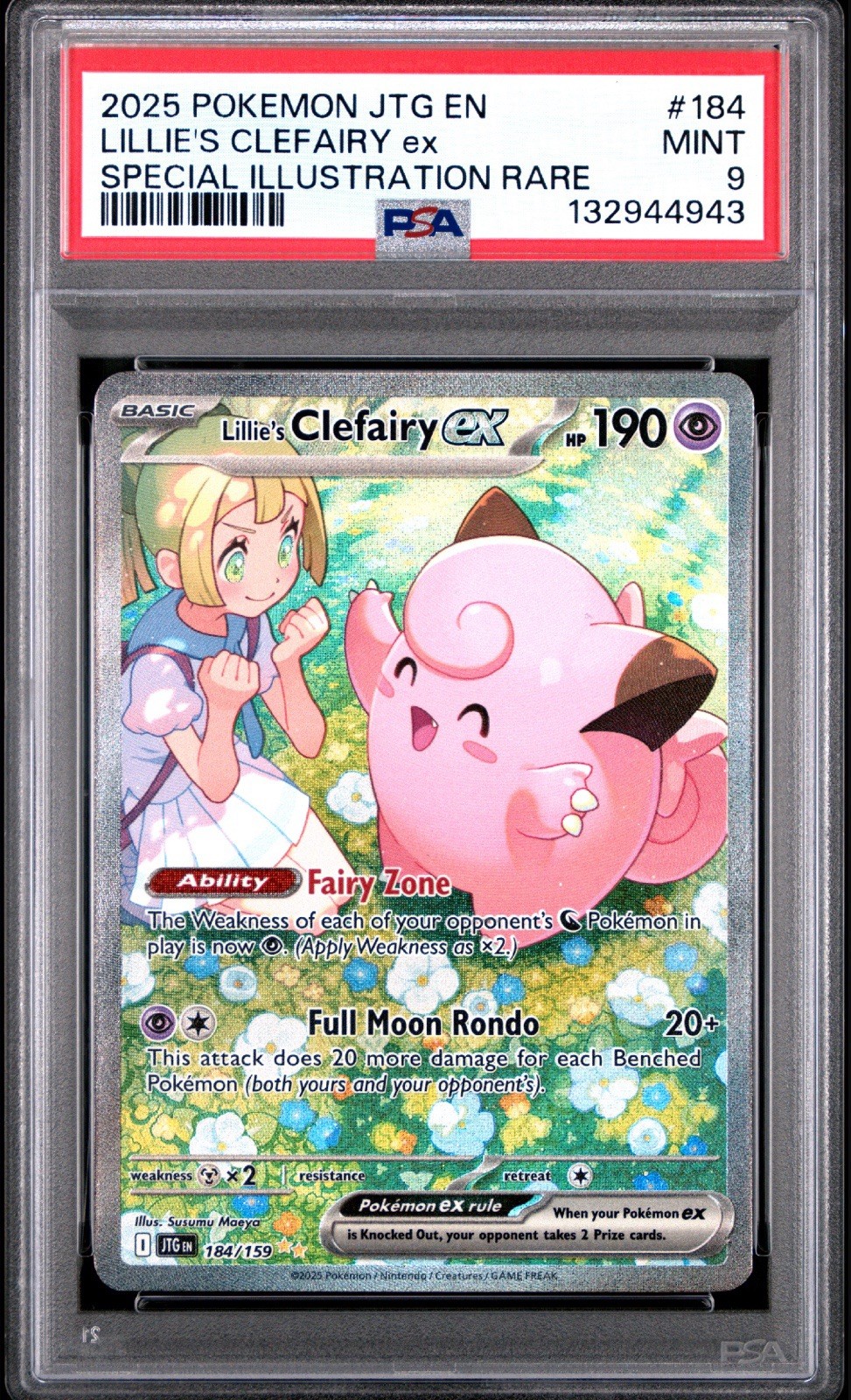 2025 Pokemon Journey Together 184/159 Lillies Clefairy ex SIR PSA Mint 9