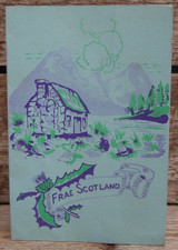 Vintage FRAE SCOTLAND Stickerei Baumwolle Taschentuch in Pr&auml;sentationskarte