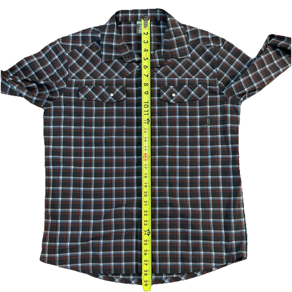 Stio Men’s Shirt Long Sleeve Pearl Snap-Quiet Multi Cooor Plaid Large EUC Medium - Image 3 of 4