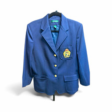 Ralph Lauren Navy Crest Blazer Gold Buttons Equestrian Preppy Blazer/Size: 12