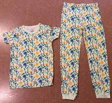 Magnetic Me Organic Cotton Green Floral Short Sleeve Long Pants Pajamas Girls 7Y