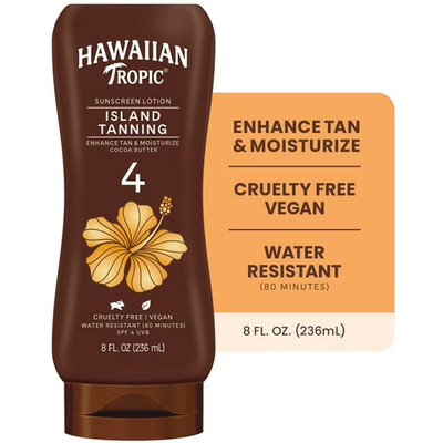 Hawaiian Tropic Island Tanning SPF4 Sunscreen Lotion 8oz  01/2028 Brand New