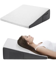 Cozymaker 7.5" Bed Wedge Pillow for Sleeping After 24*24*7.5 inch, White-grey 