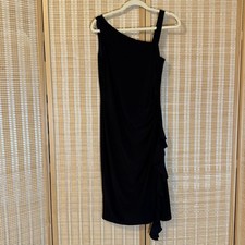 Vince Camuto Womens 10 Dress Black Sleeveless Ruffles Evening Party Date Night