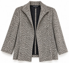 LAFAYETTE 148 NEW YORK Womens Jacket Blazer Tweed Black Cream Sz 12