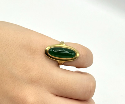 Vintage Charnier Ring mit Stein | Vintage | Vergoldet Größe 51