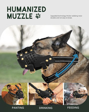 Midog Handmade Leather Dog Basket Muzzle Adjustable Extra Large XL