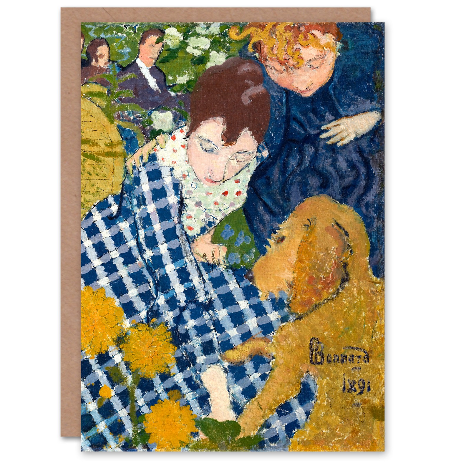 Pierre Bonnard Art Card Women with Dog Art Nouveau Painting Blank Greeting Card