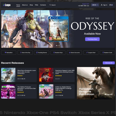 Games Store Websites Design zum Verkauf mit kostenlosem VPS-Webhosting