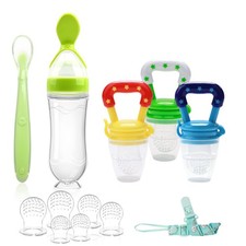 Baby Food Feeder Pacifier Set Silicone Spoon Dispenser Clip 3 Pack