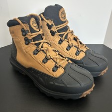 Timberland Converge Boots Boys Size 2 Wheat NuBuck Black Duck Hiking Waterproof