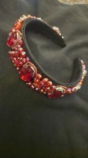 Baroque Ruby Red Rhinestone AB Jeweled Goddess Wide Headband Hair Accessory