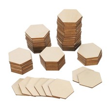 100Pcs 2.4 Inch Unfinished Blank Hexagon Wood Slices for DIY Art Crafts Decor
