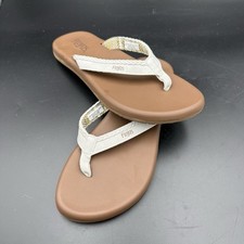 Flojos Ladies's Maddy Flip Flop Sandal, Ivory-Tan Size 8 New