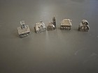 5 Pewter Barn Silo Church House Miniature Figurines — photo 3