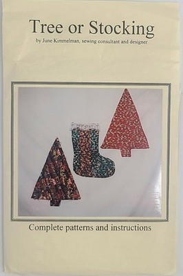 Christmas Tree Stocking Pattern Woven Fabric Yarn Ribbon String Holiday VTG 1995