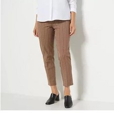 Isaac Mizrahi Live 28W 24/7 Stretch Printed Tapered Ankle Pants A466928 MOCHA