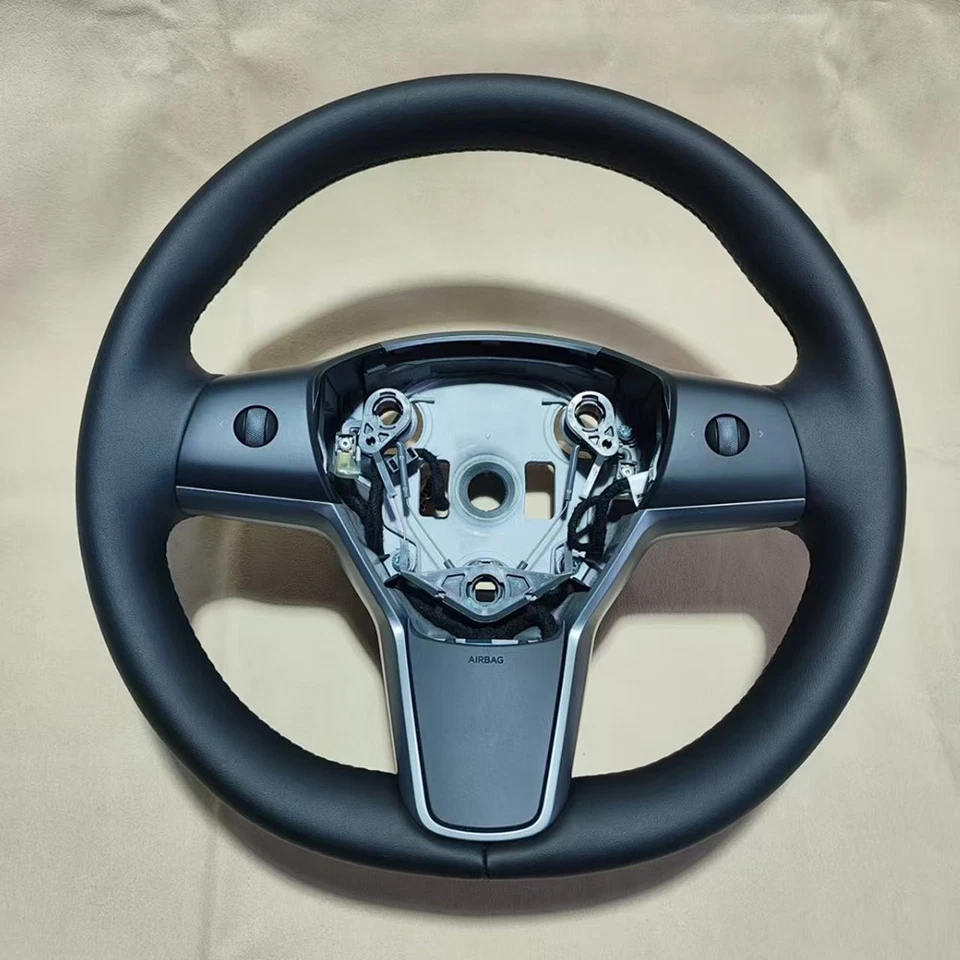 Heated Leather Wheel Steering DriverTesla Model 3 Fit for New Black θ θ - Image 3 of 4