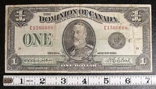 1923 Dominion of Canada $1 banknote P-33o GROUP 4E #16263