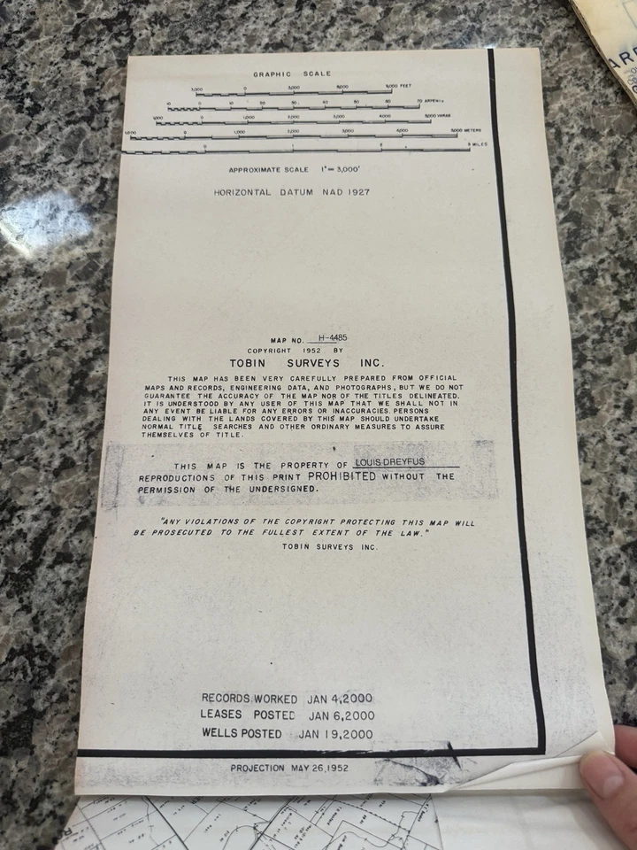 Dewitt County TEXAS North Half Edgar Tobin Aerial Surveys Map Oil Gas Wells - Image 2 of 4