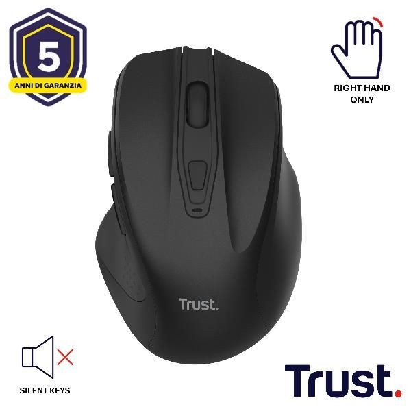 TRUST MOUSE NITO SILENT WIRELESS, NERO - Immagine 5