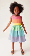 Little Bird By Jools Oliver Rainbow Pastel Party Dress 7-8y Bow Easter Birthday