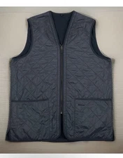 Barbour Polar Quilt Waist Coat Zip In Liner Vest Full Zip Navy Blue Men’s Large