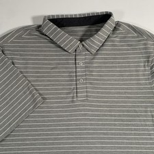 Lululemon Polo Shirt Mens XL X-Large Gray Precision Golf Striped Performance