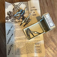  Vintage William Mitchell Metal Lino Cutters Set 473. 12pcs Box instruction